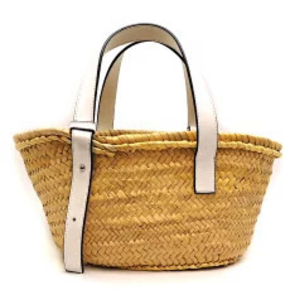 Loewe Anagram Tan Straw Leather Bag Handbag White Tan White